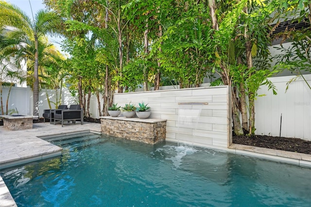 view of swimming pool with a patio area