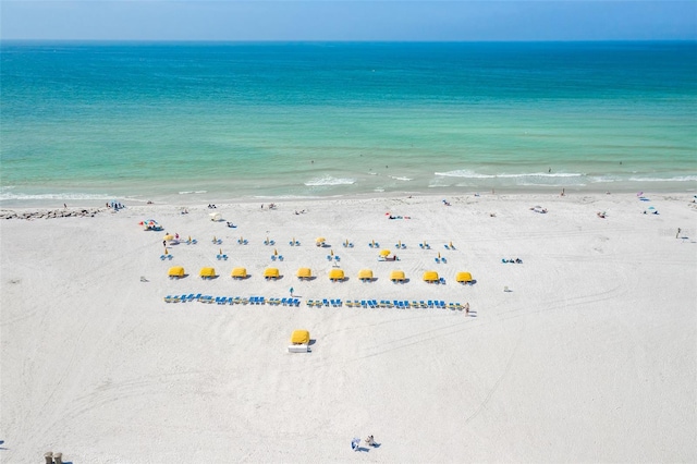 property view of water with a beach view