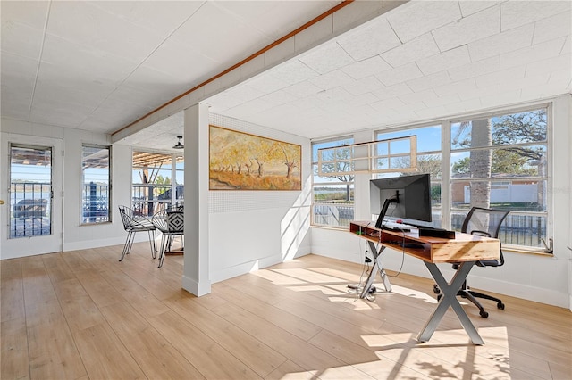 office area with light wood-type flooring