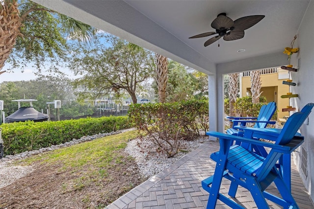 view of patio with ceiling fan