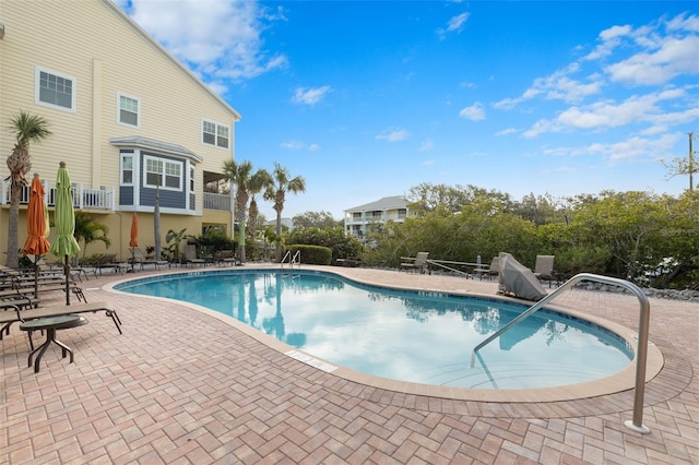 view of pool featuring a patio