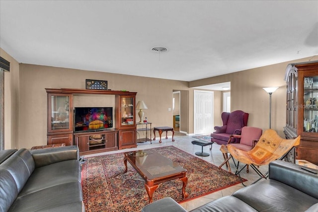 view of tiled living room