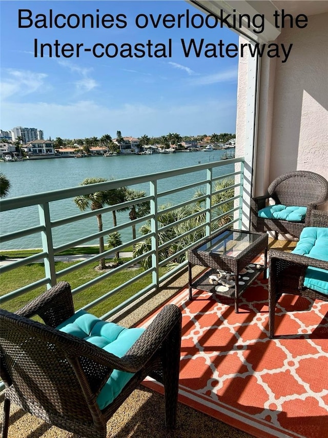 balcony with a water view