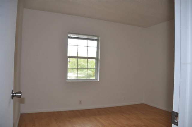 spare room with light hardwood / wood-style flooring