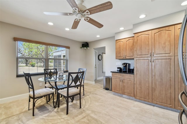 kitchen with ceiling fan