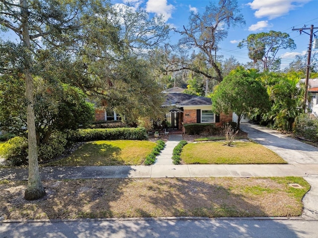 view of front facade with a front yard