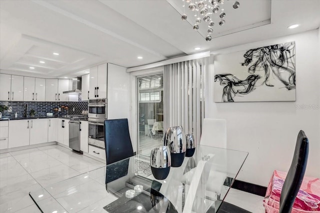 dining area featuring sink