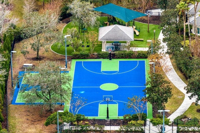 view of sport court with a gazebo