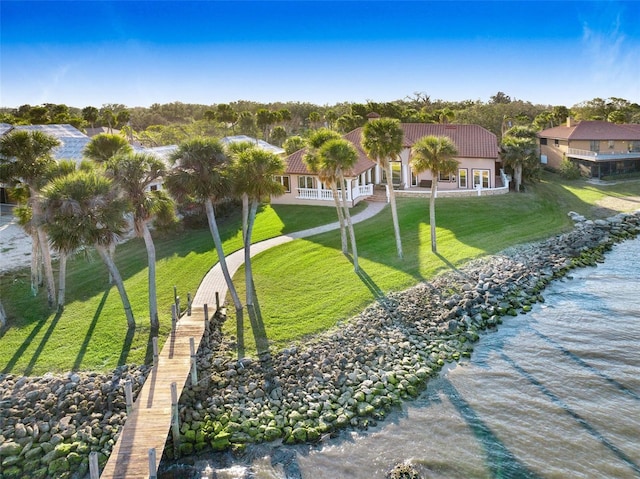 2186 Rockledge Dr, Rockledge, FL 32955 - drone / aerial view with a water view and a lawn