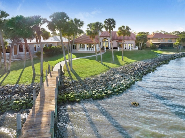 2186 Rockledge Dr, Rockledge, FL 32955 - exterior space with a water view and a lawn