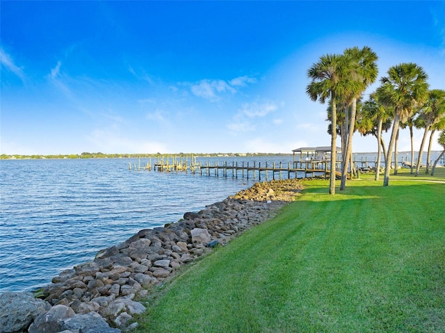 2186 Rockledge Dr, Rockledge, FL 32955 - property view of water with a dock and a lawn