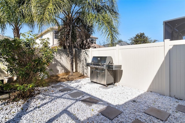 view of patio / terrace featuring a grill