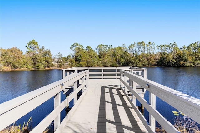 view of dock featuring a water view