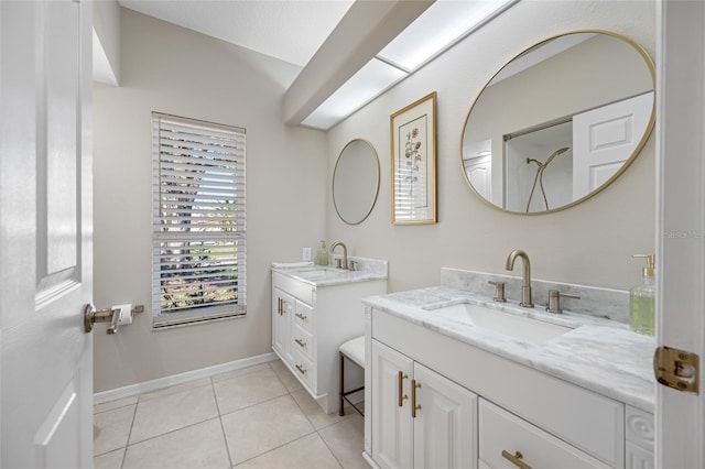 bathroom featuring vanity and tile patterned floors