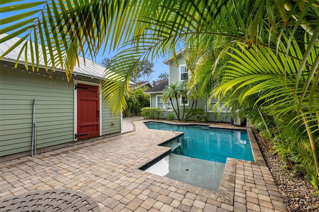 view of swimming pool featuring a patio