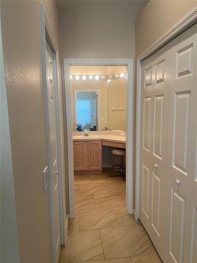 hall with sink