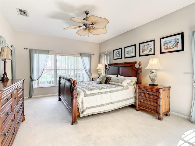 bedroom featuring carpet floors and ceiling fan