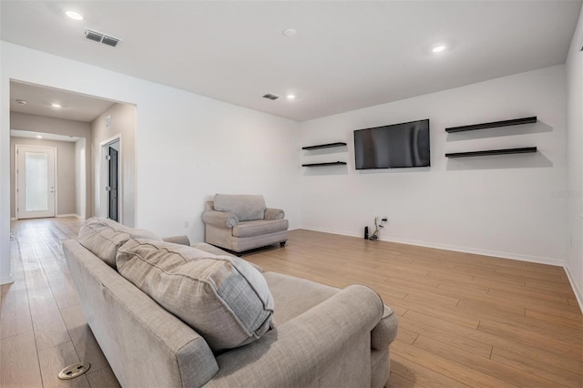 living room with light wood-type flooring