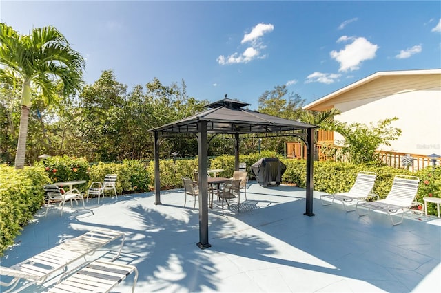 view of patio / terrace featuring a gazebo