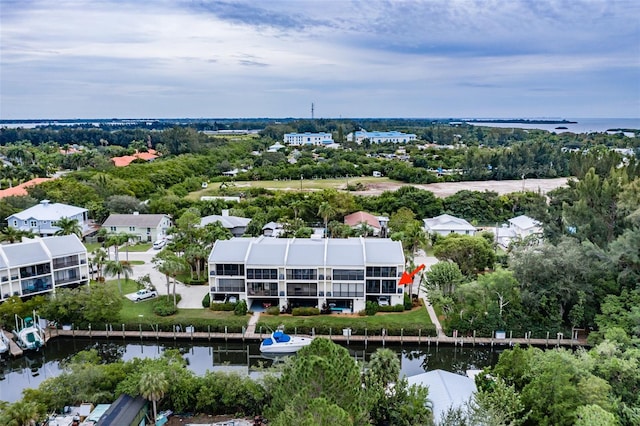 bird's eye view featuring a water view