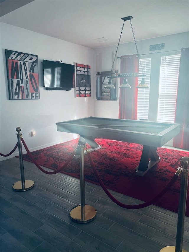 game room featuring hardwood / wood-style floors