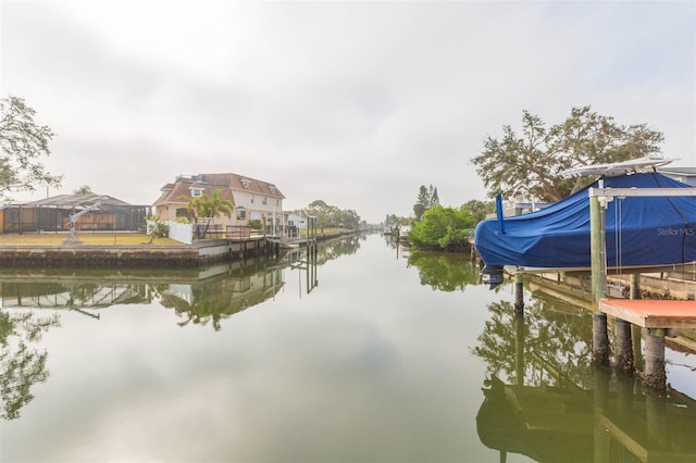 view of dock featuring a water view