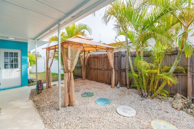 view of patio featuring a gazebo