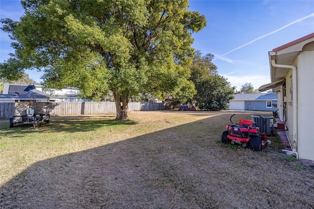 view of yard with central AC unit