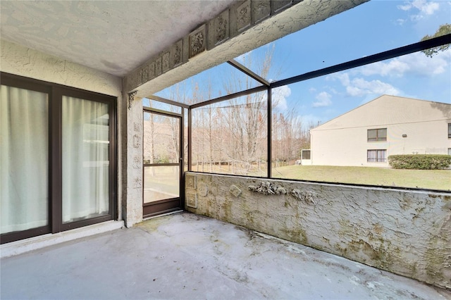 view of unfurnished sunroom