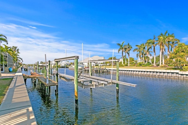 view of dock featuring a water view