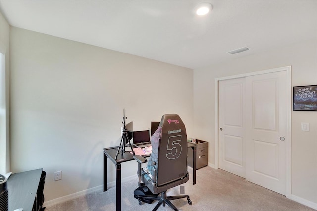 view of carpeted office