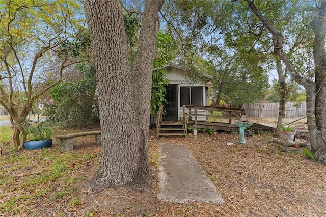 view of yard with a deck