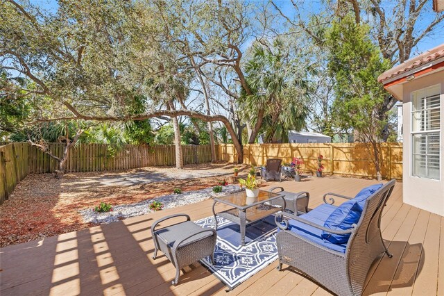 view of patio featuring a wooden deck