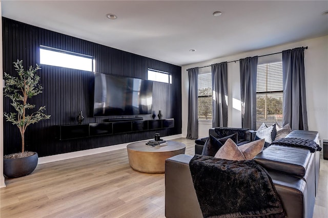 living room featuring light wood-type flooring