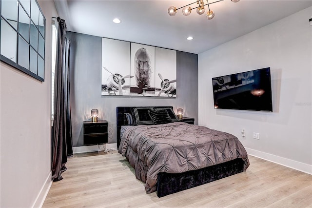 bedroom featuring light hardwood / wood-style flooring