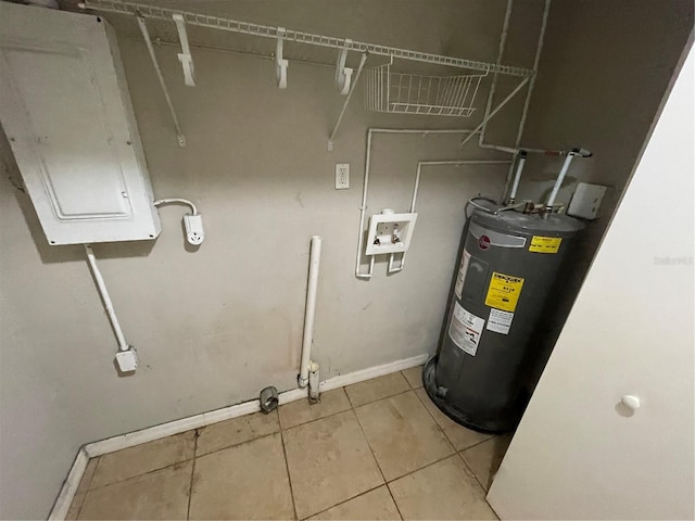 utility room featuring electric water heater and electric panel