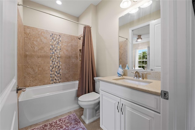 full bathroom featuring vanity, toilet, and shower / bath combo