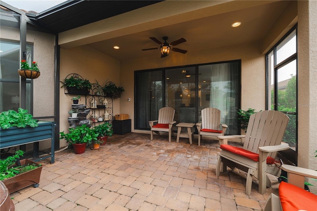 view of patio with ceiling fan