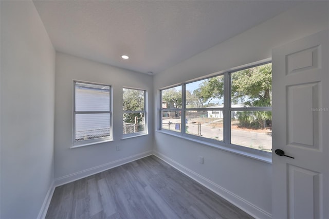 empty room featuring dark hardwood / wood-style flooring