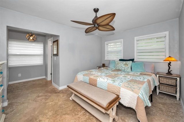 bedroom featuring ceiling fan