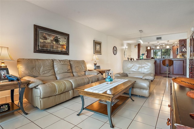 view of tiled living room