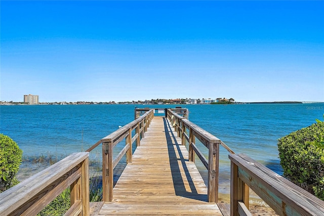 view of dock featuring a water view