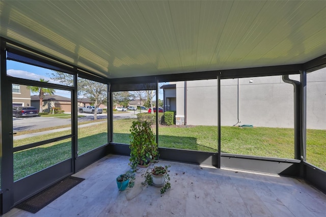 view of unfurnished sunroom