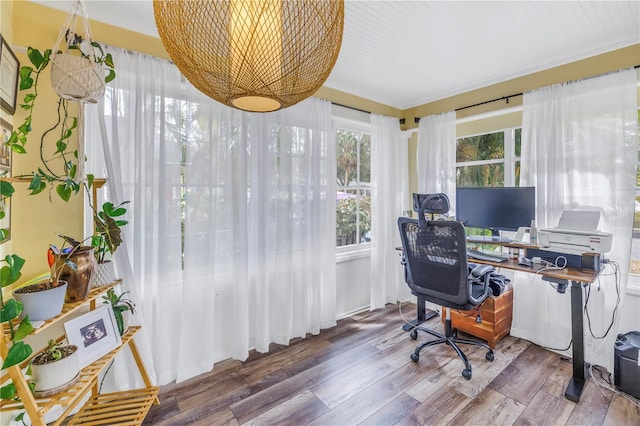 office area featuring hardwood / wood-style flooring