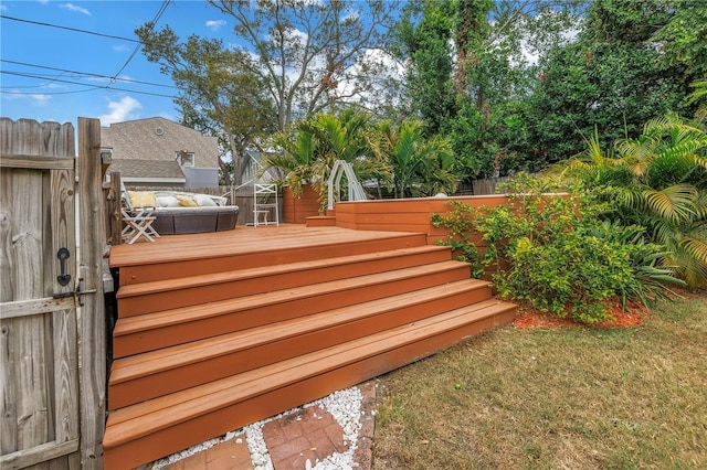 view of yard featuring a deck