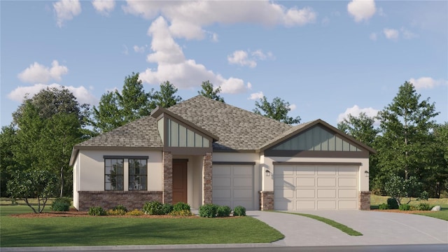 view of front facade featuring a garage and a front yard