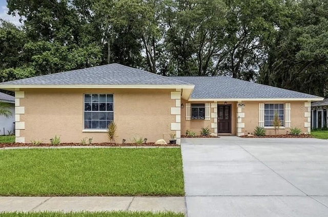 ranch-style house featuring a front lawn