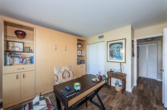 office featuring dark wood-type flooring