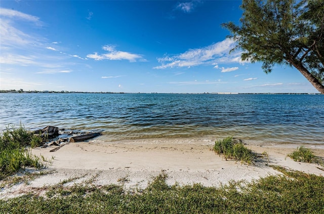 property view of water featuring a view of the beach