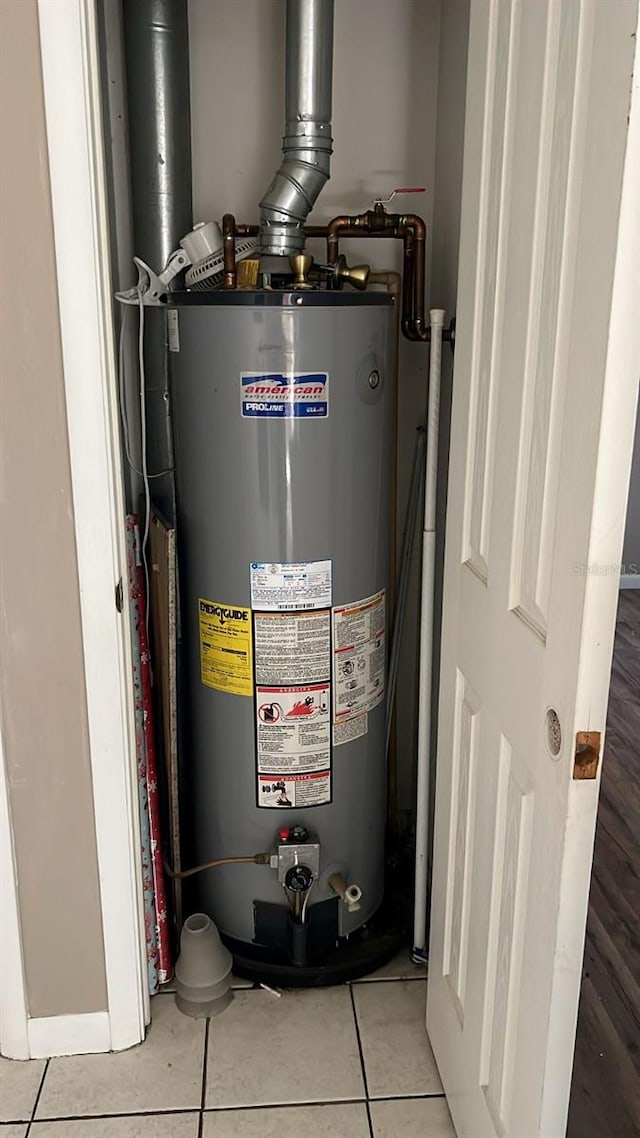 utility room with gas water heater